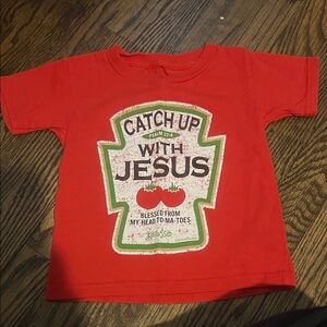 Russ Red Kids T-Shirt - Catch Up With Jesus Design